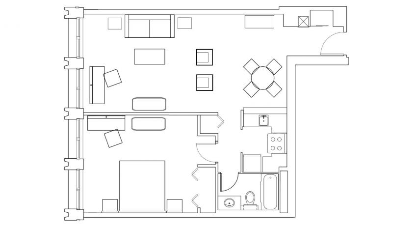 Deluxe 1 Bedroom 3 ½ Type B King