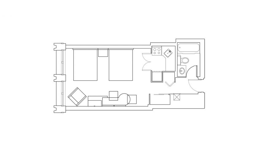 Studio  1 ½ 2Queen Layout